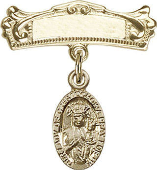14kt Gold Filled Badge Pin O/L of Czestochowa Baby Badge