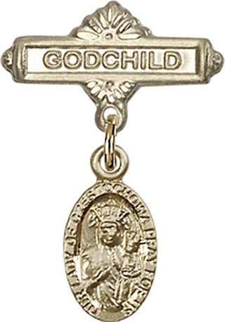 14kt Gold Filled Godchild O/L of Czestochowa Baby Badge