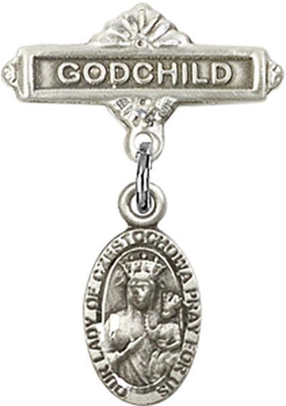 Sterling Silver Godchild O/L of Czestochowa Baby Badge