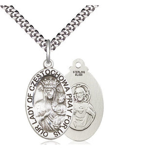 Pewter Our Lady of Czestochowa Medal Catholic Jewelry