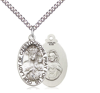 Sterling Silver Our Lady of Czestochowa Medal Catholic Jewelry