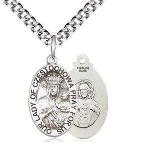 Sterling Silver Our Lady of Czestochowa Medal Catholic Jewelry