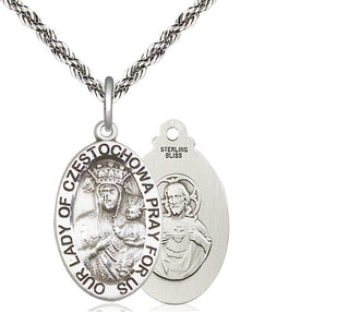 Sterling Silver Our Lady of Czestochowa Medal Catholic Jewelry