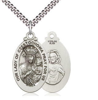 Sterling Silver Our Lady of Czestochowa Medal Catholic Jewelry