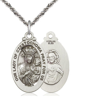 Sterling Silver Our Lady of Czestochowa Medal Catholic Jewelry