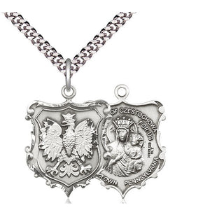 Sterling Silver Our Lady of Czestochowa Medal Catholic Jewelry