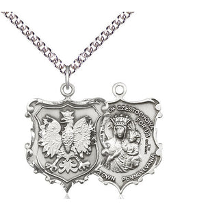 Sterling Silver Our Lady of Czestochowa Medal Catholic Jewelry