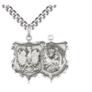 Sterling Silver Our Lady of Czestochowa Medal Catholic Jewelry