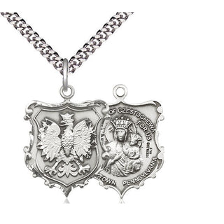 Sterling Silver Our Lady of Czestochowa Medal Catholic Jewelry