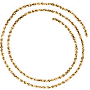 24-inch Diamond Cut Rope Chain with Lobster Clasp - 14K Yellow Gold