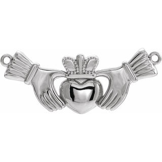 18K White Claddagh Necklace Center