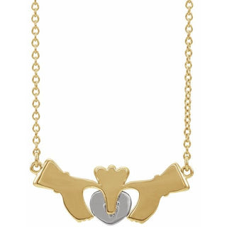 14K Yellow/White Claddagh 18" Necklace