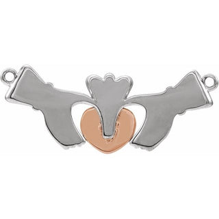 14K White/Rose Claddagh Necklace Center