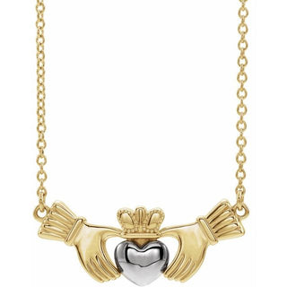 14K Yellow/White Claddagh 16" Necklace