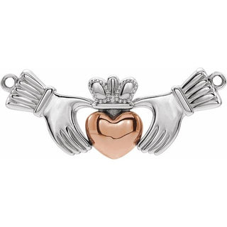 14K White/Rose Claddagh Necklace Center