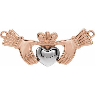 14K Rose/White Claddagh Necklace Center