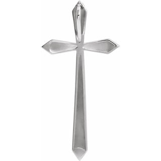14K White Elongated Cross Pendant