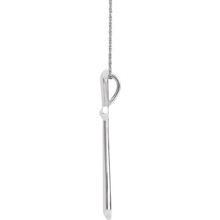 14K White Elongated Cross 20" Necklace