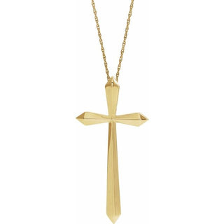 14K Yellow Elongated Cross 20" Necklace