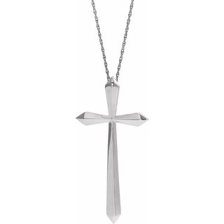 14K White Elongated Cross 20" Necklace