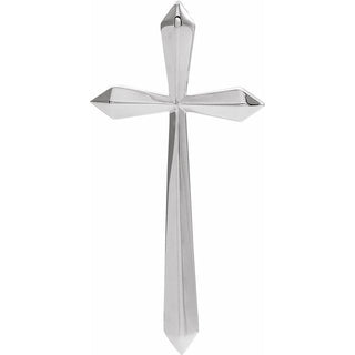 14K White Elongated Cross Pendant