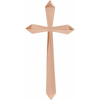 14K Rose Elongated Cross Pendant