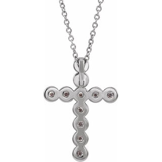 14K White 1/4 CTW Natural Diamond Cross 16-18" Necklace