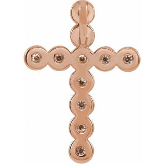 14K Rose 1/4 CTW Natural Diamond Cross Pendant