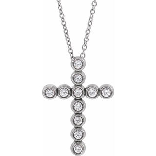 Platinum 1/4 CTW Natural Diamond Cross 16-18" Necklace