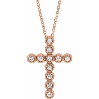 14K Rose 1/4 CTW Natural Diamond Cross 16-18" Necklace