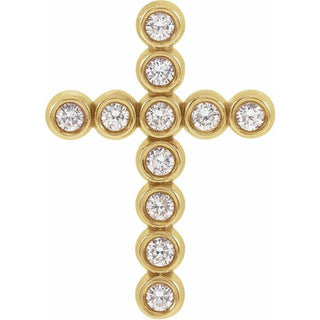 14K Yellow 1/4 CTW Natural Diamond Cross Pendant