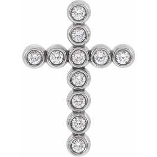 14K White 1/4 CTW Natural Diamond Cross Pendant