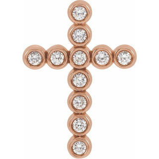 14K Rose 1/4 CTW Natural Diamond Cross Pendant