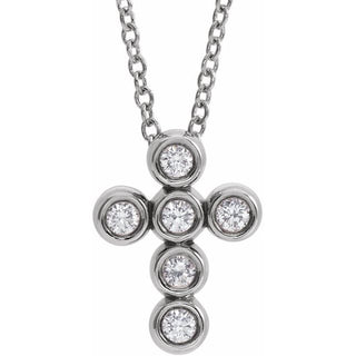 Platinum 1/6 CTW Natural Diamond Cross 16-18" Necklace