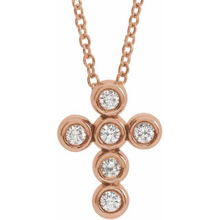 14K Rose 1/6 CTW Natural Diamond Cross 16-18" Necklace