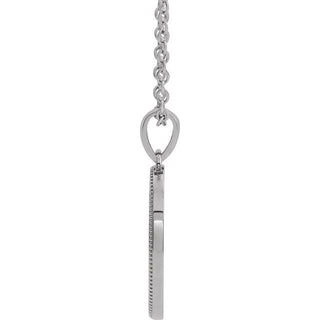 14K White  Oval Cross Medal 20" Necklace 