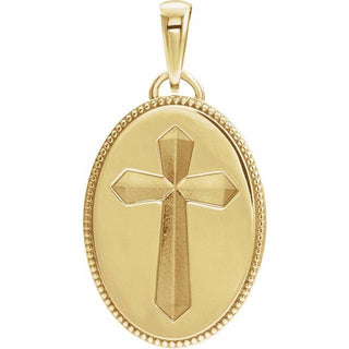 14K Yellow 20.9x13.61 mm Oval Cross Medal