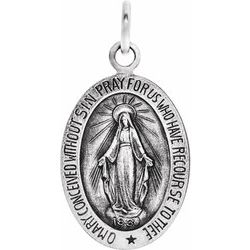 14K White Gold Oval Mircaulous Pendant Pendant