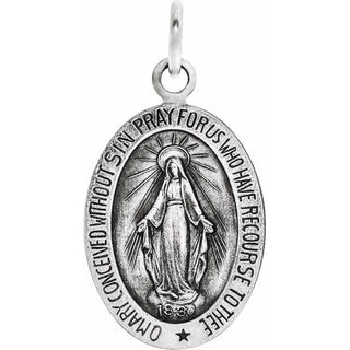 Sterling Silver 15x11 mm Oval Miraculous Medal 