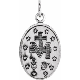 Sterling Silver 15x11 mm Oval Miraculous Medal 