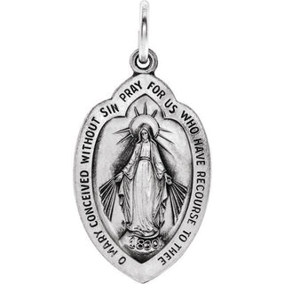 Sterling Silver 29x15 mm Oval Miraculous Medal Pendant