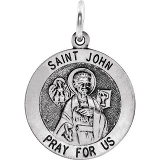 Sterling Silver 18 mm Round Saint John the Evangelist Medal 