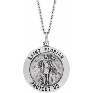 Sterling Silver Saint Florian Pendant with Chain