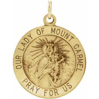 14K Yellow 18 mm Our Lady of Mount Carmel Medal Pendant