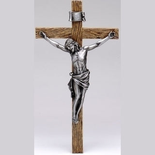 20" Antiqued Silver Crucifix