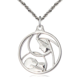Sterling Silver Madonna & Child Medal Catholic Jewelry