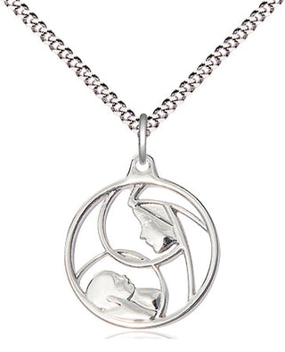Sterling Silver Madonna & Child Medal Religious Jewelry