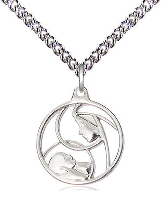 Sterling Silver Madonna & Child Medal Religious Jewelry