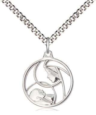 Sterling Silver Madonna & Child Medal Religious Jewelry