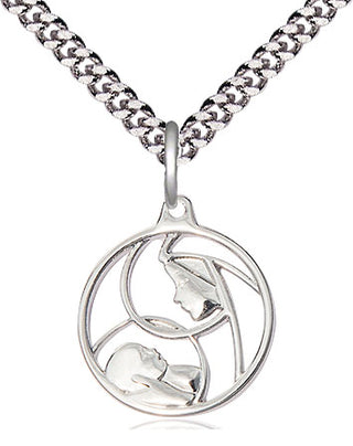 Sterling Silver Madonna & Child Medal Religious Jewelry